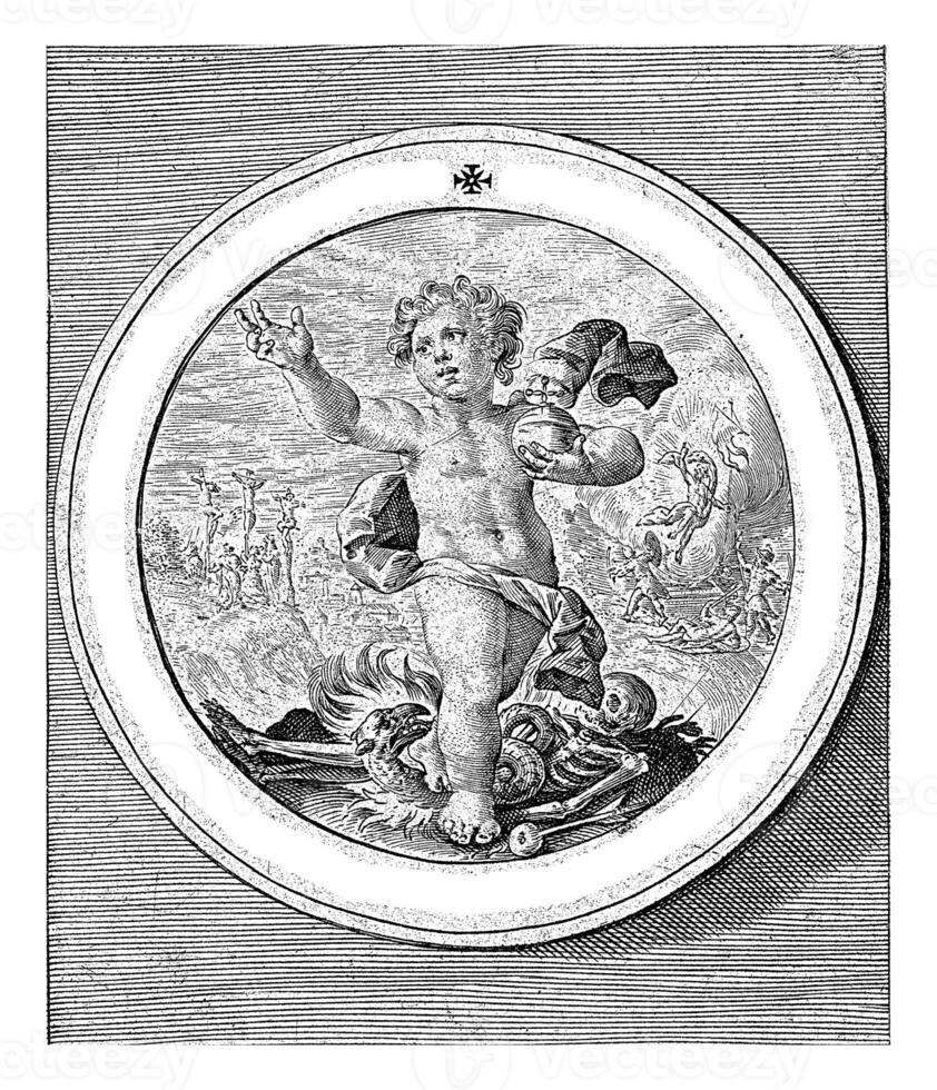 Putto as Salvator Mundi, Crispijn van de Passe I, 1594 photo