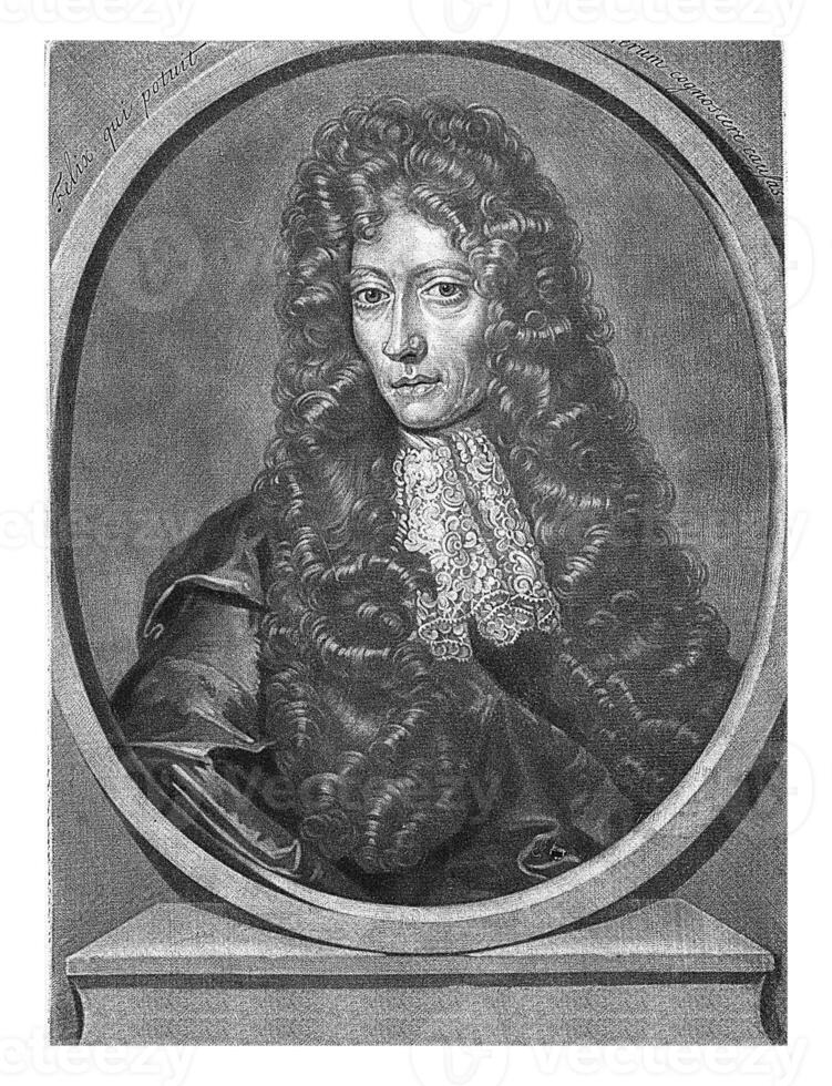 Portrait of Robert Boyle, Pieter Schenk I, after J. Kerseboom, after John Smith printmakerpublisher, 1670 - 1713 photo