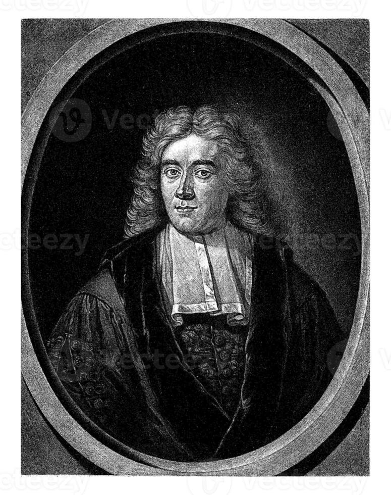 Portrait of Adriaan Reland, Pieter Schenk I, 1703 Bust of the professor Adriaan Reland with gown. photo