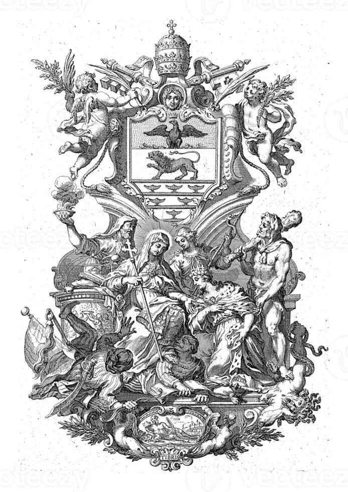 Cartouche with coat of arms of Pope Innocent XI, Arnold van Westerhout photo