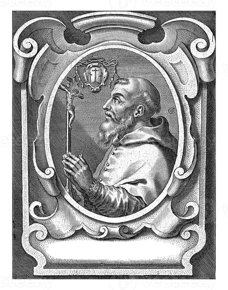 Portrait of the Augustine and Cardinal Aegidius of Viterbo, Cornelis Galle I, after Jacques Franckaert II, 1636 photo