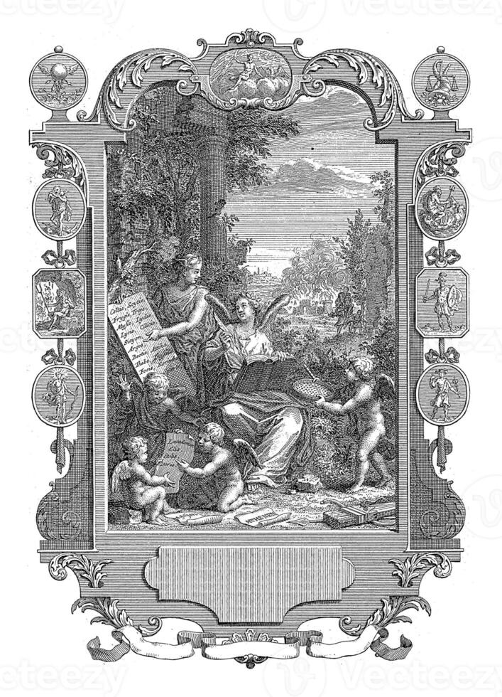 Cartouche with allegory on the history of the Greeks, Jan Caspar Philips photo