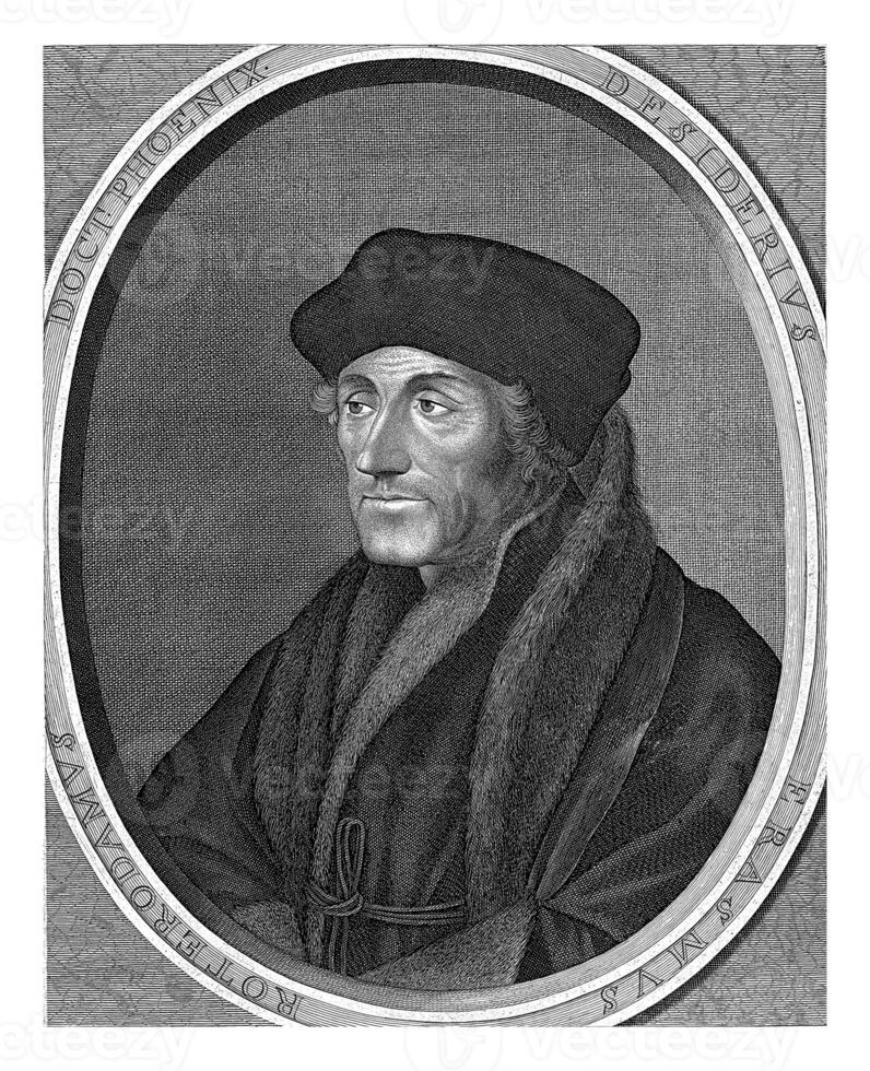 Portrait of Desiderius Erasmus, Cornelis Koning -1671, after Hans Holbein II, c. 1608 - c. 1671 photo