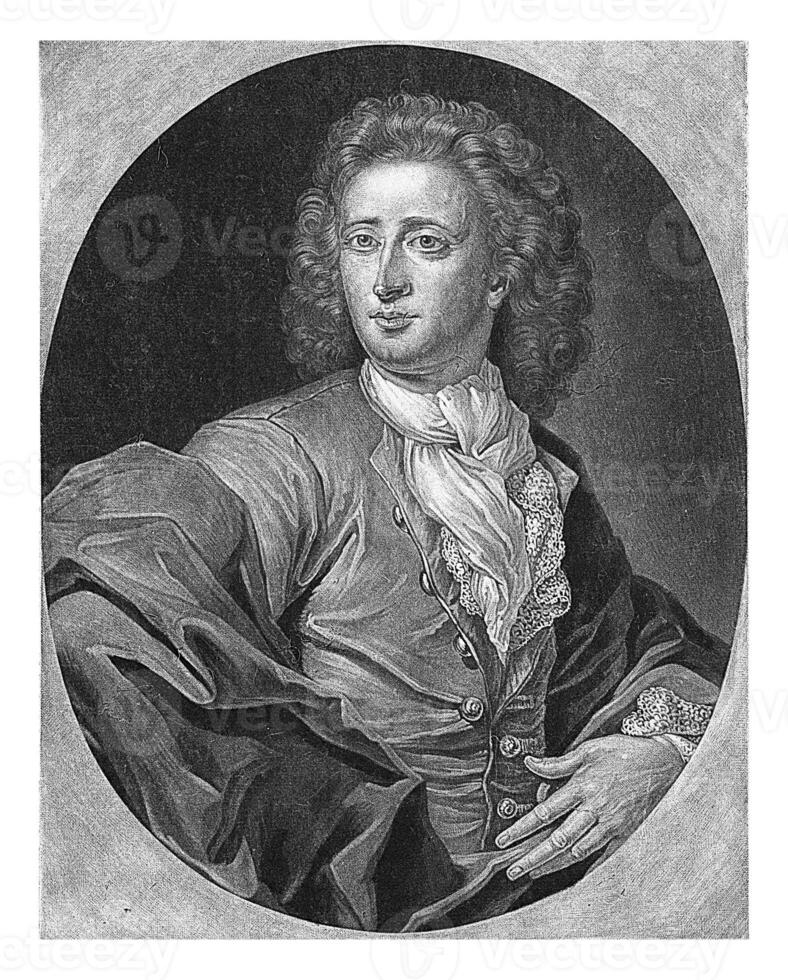 Auto retrato de el grabador y editor pieter schenk, pieter schenk i, después lubienitzki teodoro, 1700 - 1713 foto