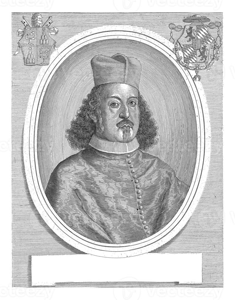 Portrait of Cardinal Luis Guillermo de Moncada de Aragon, Albertus Clouwet, 1672 - 1679 photo