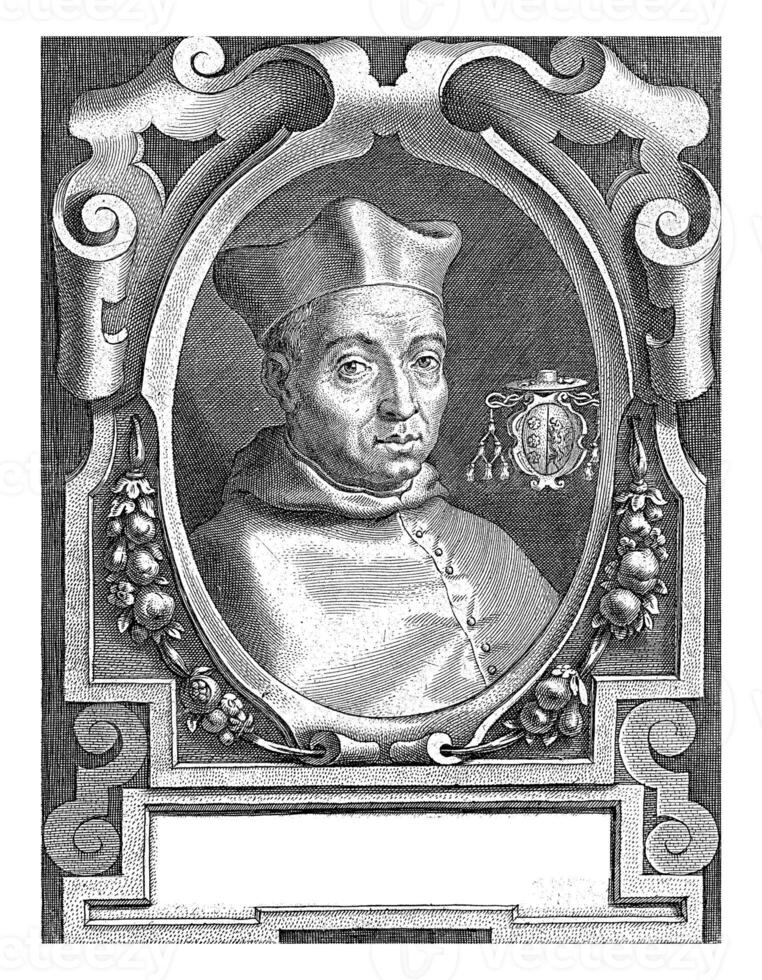 Portrait of the Augustinian and Cardinal Bonaventure Bodoaro de Peraga, Cornelis Galle I, after Jacques Franckaert II, 1636 photo