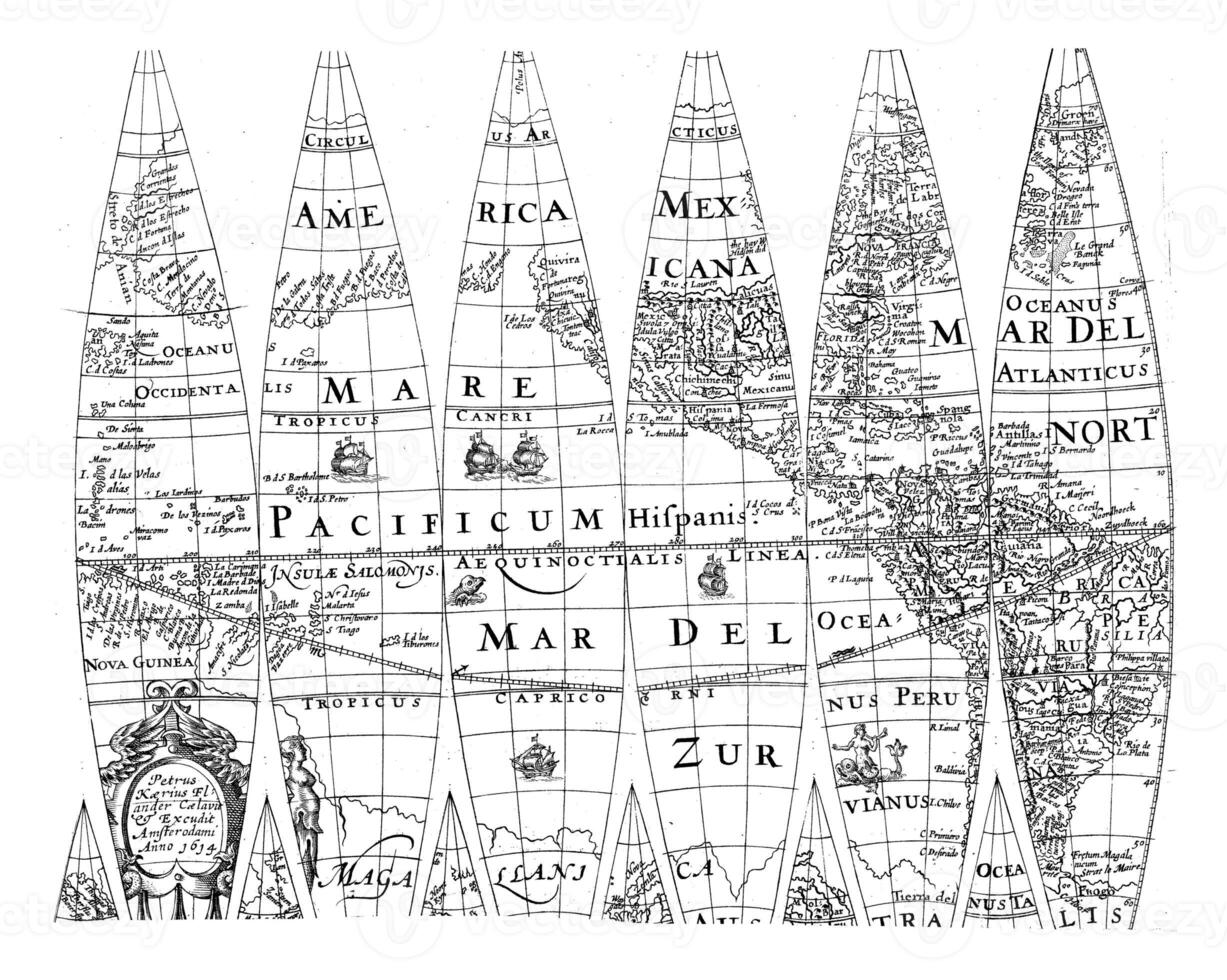 Globe segments of a piece of the Northern Hemisphere, Pieter van der Keere, 1614 photo