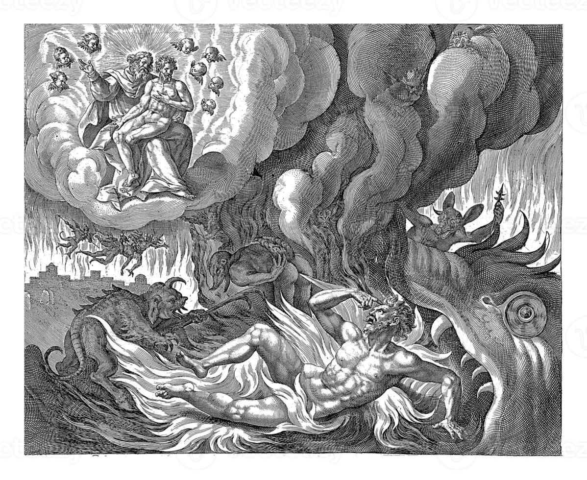 Lazarus in Heaven and the Rich Man in Hell, Crispijn van de Passe I, after Maerten de Vos, 1589 - 1611 photo