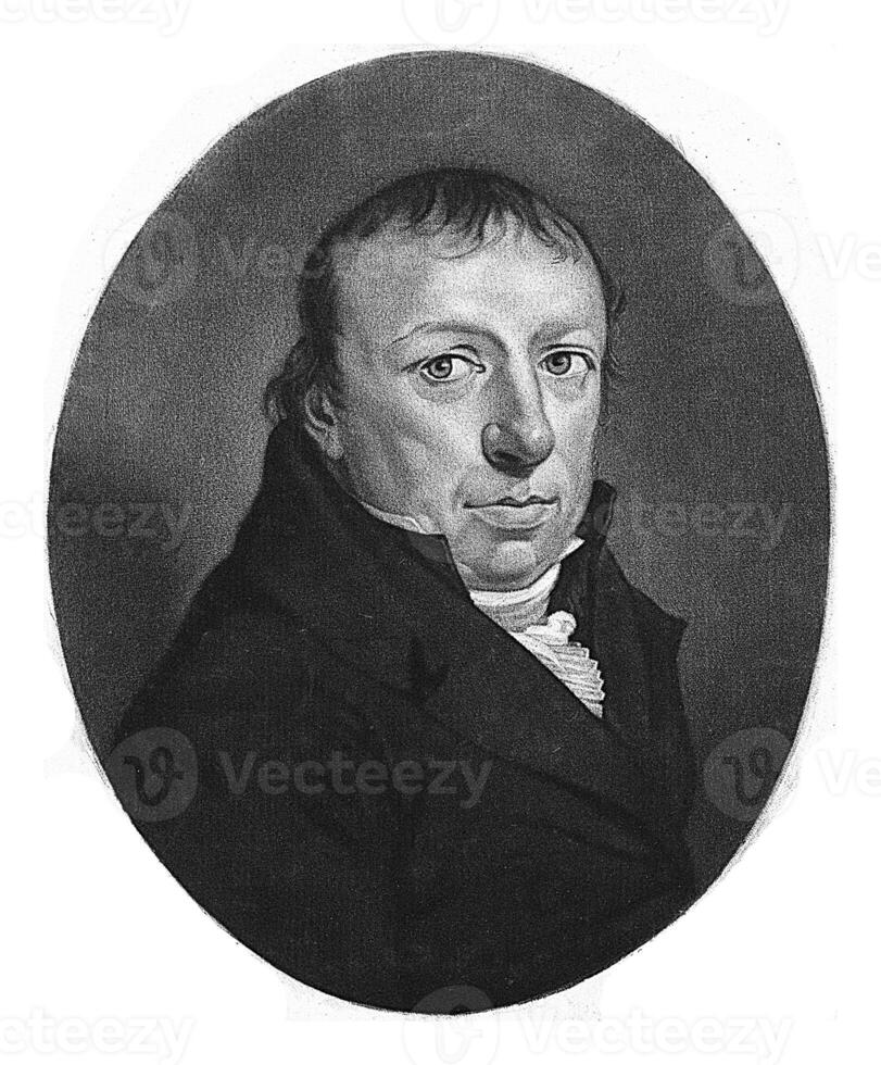 Portrait of Johannes Kinker, Frederik Christiaan Bierweiler, after Harmanus Langerveld, 1793 - c. 1845 photo