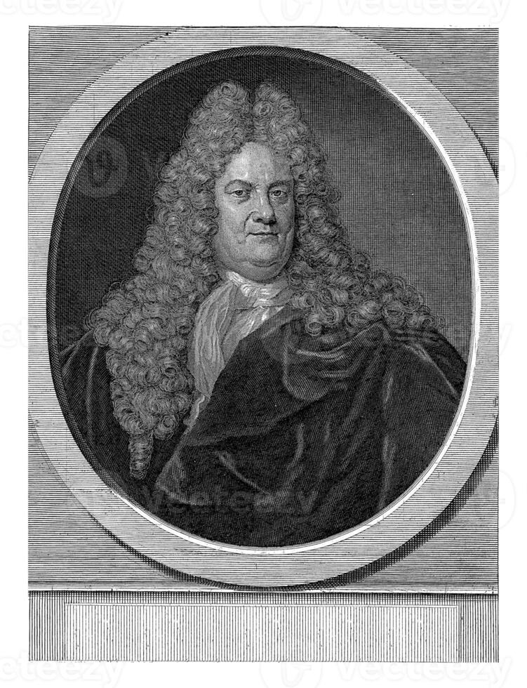 Portrait of Bernard Nieuwentijt, Pieter van Gunst, after Dirk Valkenburg, 1674 - 1731 photo