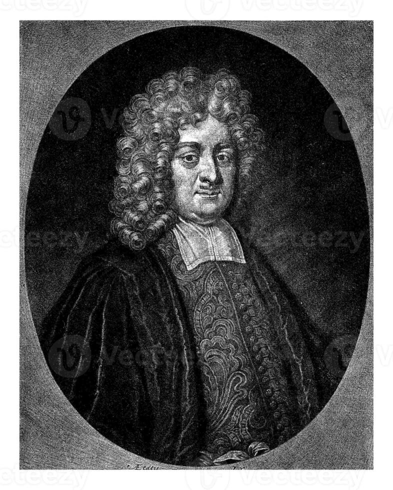 Portrait of the theologian Benjamin Ursinus, Pieter Schenk I, 1705 photo