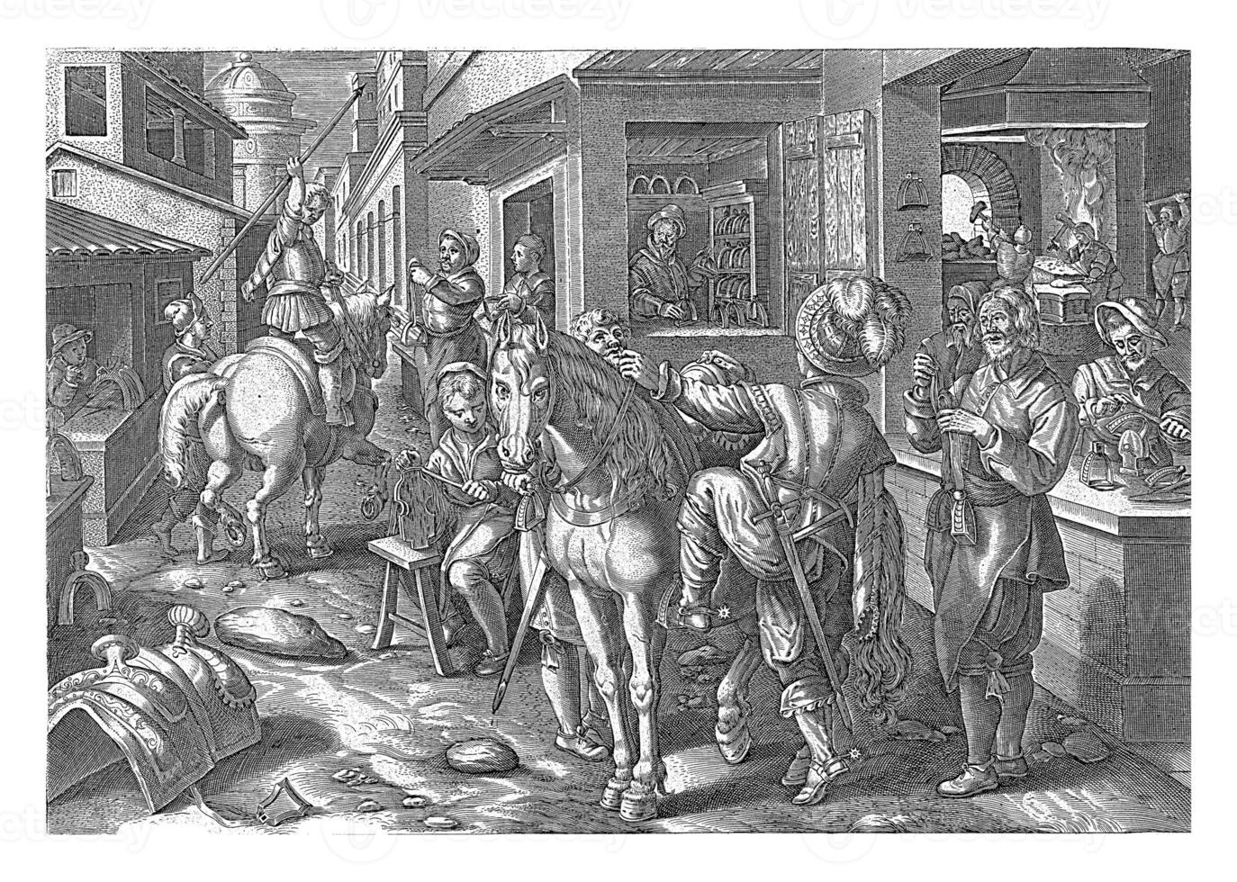 Stirrups, Philips Galle, after Jan van der Straet, 1589 - 1593 photo