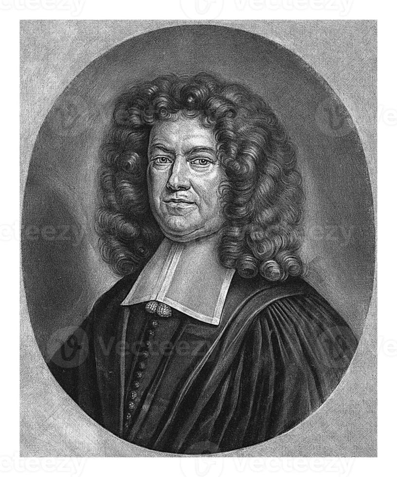 Portrait of Petrus Dubois, Jacob Gole, after Bernard Vaillant, c. 1670 - c. 1724 photo