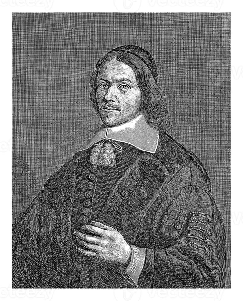Portrait of Johannes Clauberg, Jonas Suyderhoef, after Johann Kaspar Pfeffer, 1687 - 1691 photo