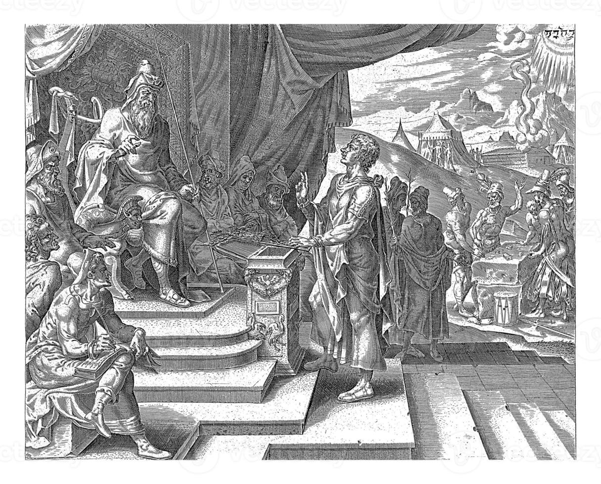 A man in court swears by God, Harmen Jansz Muller photo