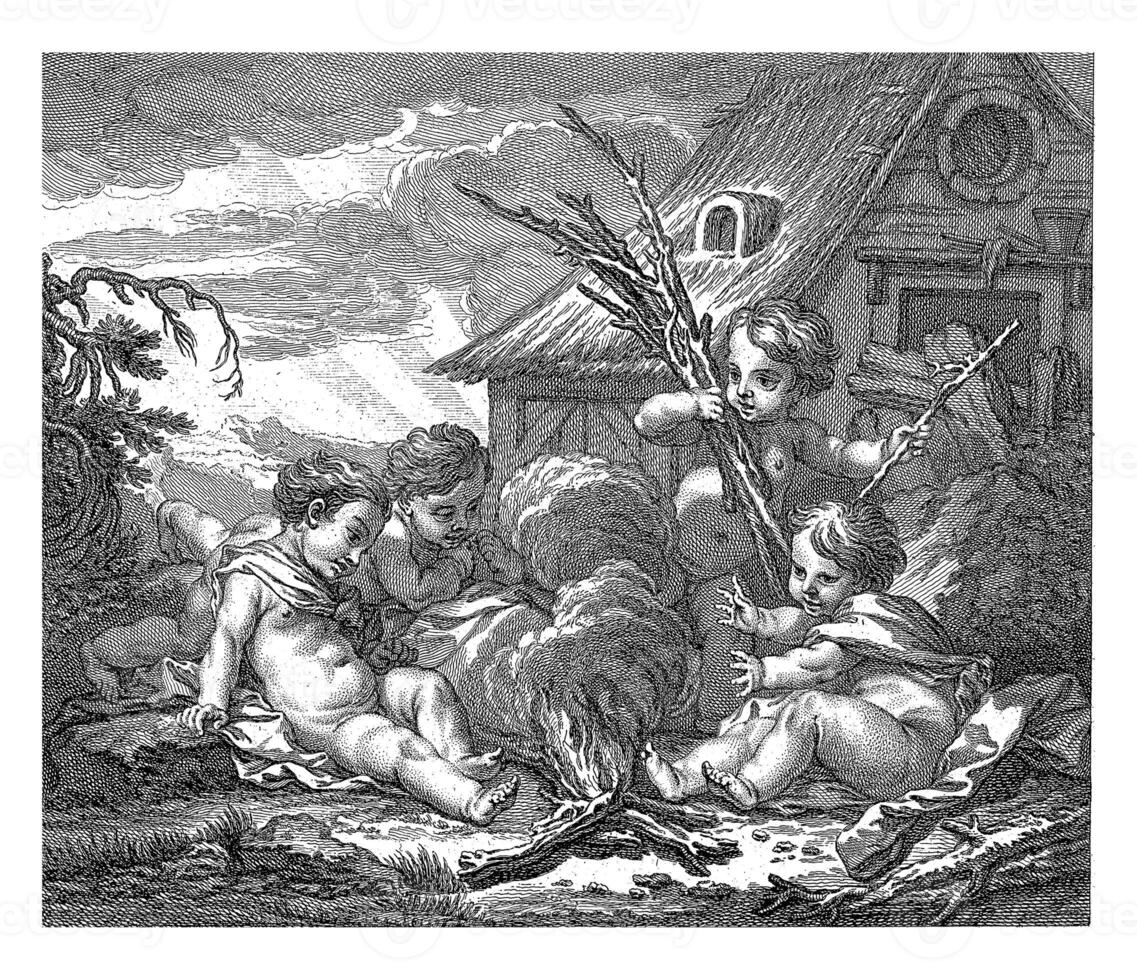 Personificatie van de winter, Claude Augustin Duflos, after Francois Boucher, 1710 - 1786 photo