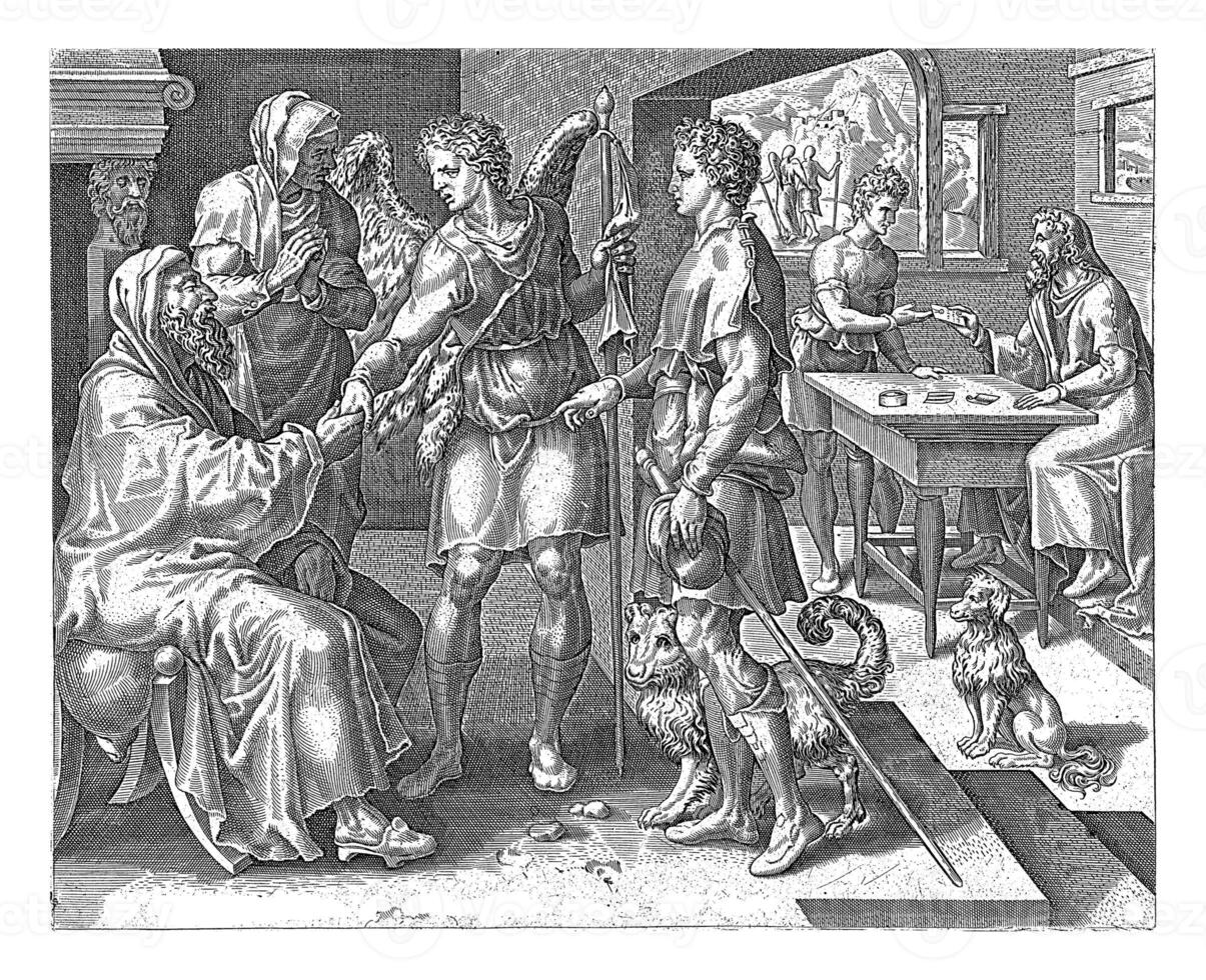 Farewell to Tobit and Anna, anonymous, after Maarten van Heemskerck, 1556 - 1633 photo