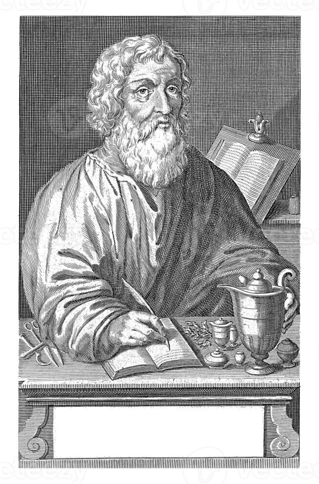 Portrait of Hippocrates of Kos, Pieter Philippe, 1635 - 1702 photo