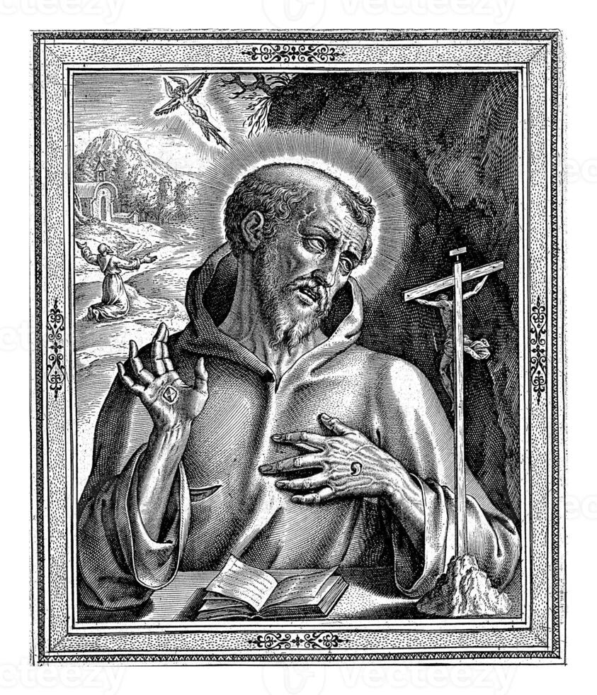 Saint Francis of Assisi, Hieronymus Wierix, after Philips Galle, 1563 photo