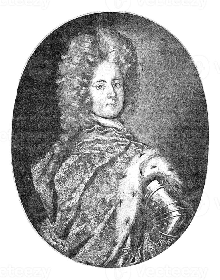 Portrait of Charles XII, King of Sweden, Pieter Schenk I, after David Ehrenstrahl, 1670 - 1713 photo