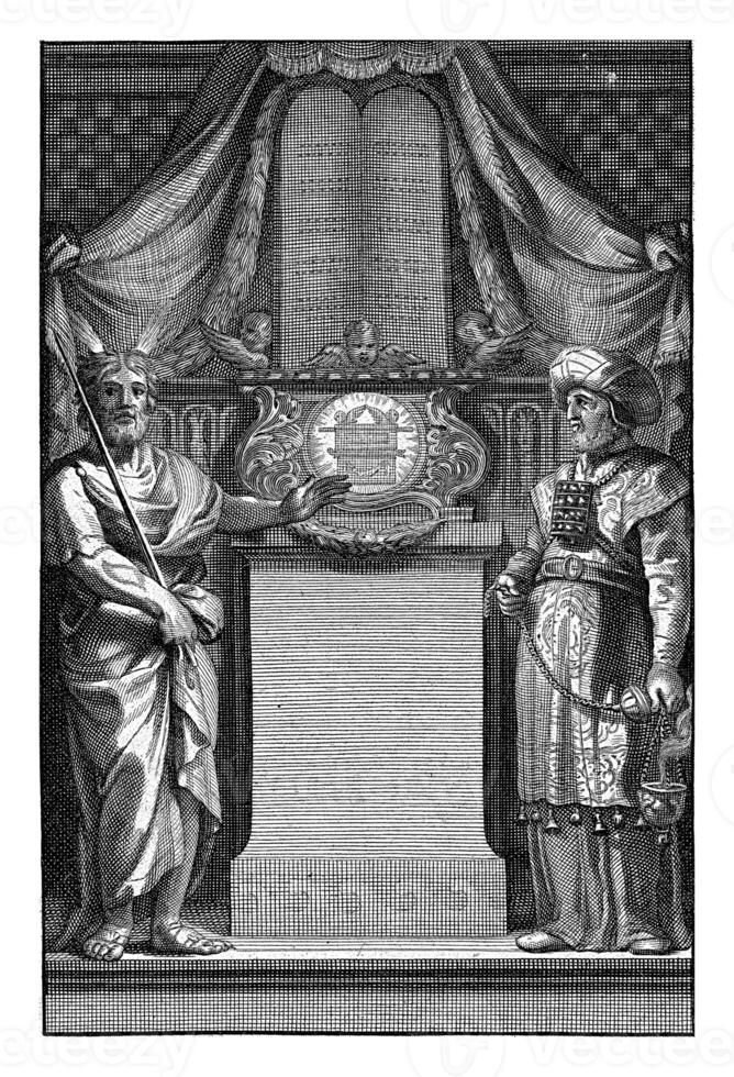 Allegory of the Old and New Testament with Moses and Aaron, Abraham de Blois, after Gerard de Lairesse, 1651 - 1679 photo