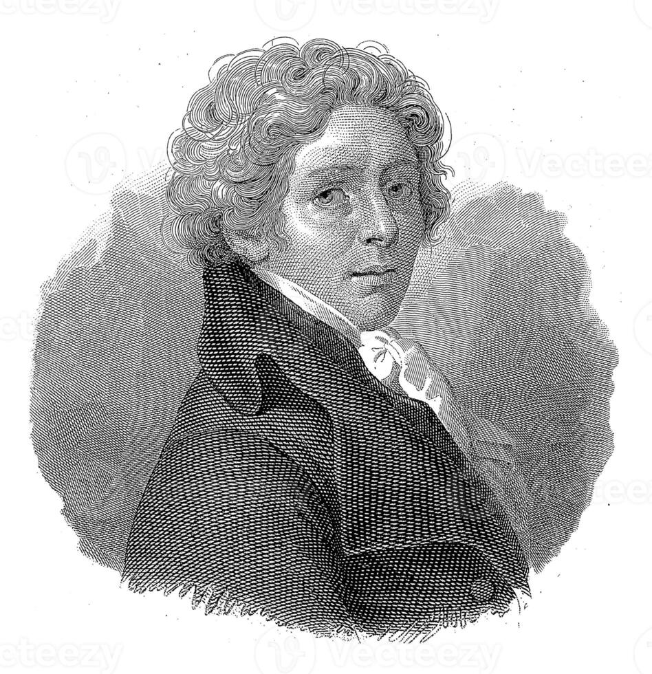 Portrait of painter Andrea Appiani, Giuseppe Guzzi, after Andrea Appiani, 1834 - 1842 photo