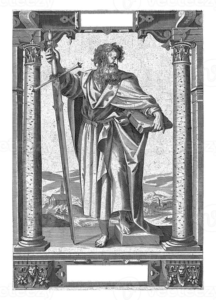 H. Paul, Apostle to the Gentiles, Dietrich Kruger, 1614 Bible passage Heb. 61 in the cartouche on the bottom of the print. photo