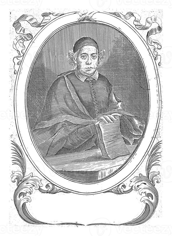 Portrait of Physician and Writer Carlo Musitano, Monogrammist GP engraver, c. 1700 - c. 1799 photo
