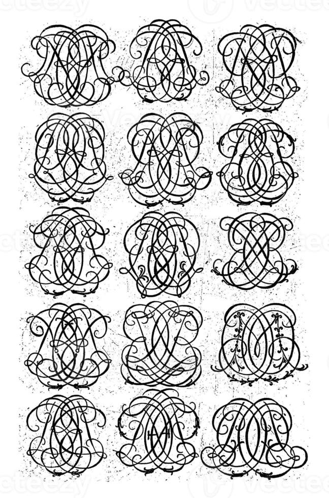 Fifteen Letter Monograms CDZ-DER, Daniel de Lafeuille, c. 1690 - c. 1691 photo