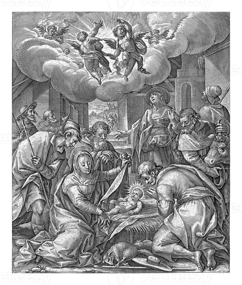 Adoration of the Shepherds, Crispijn van den Queborn, after Crispijn van de Passe, 1614 - 1652 photo