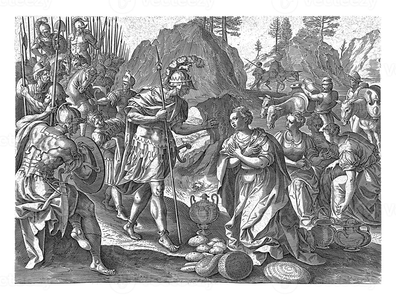 Abigail asks David for forgiveness, Maerten de Vos, 1585 photo