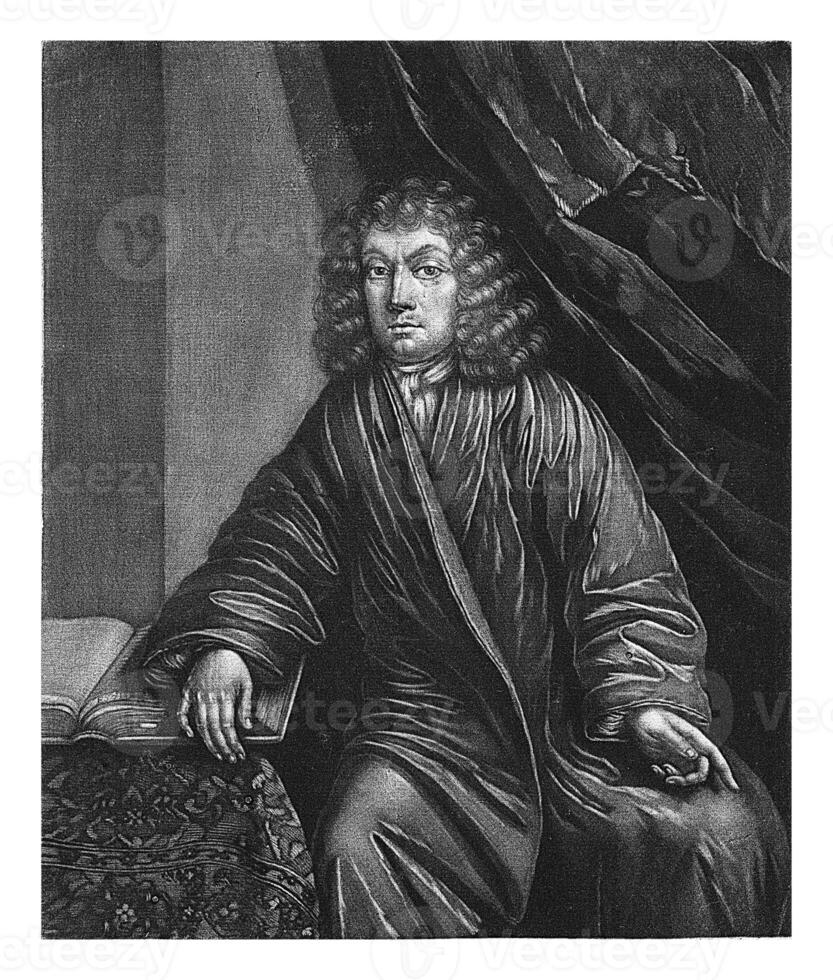 retrato de gerardo camioneta der puerto, pieter schenk i, 1670 - 1713 foto