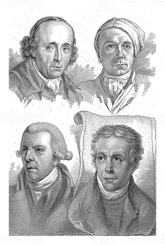 Portraits of Gerard van Nijmegen, Jacob Cats, Reinier Vinkeles and Dirk Langendijk, Jacob Ernst Marcus, 1817 photo