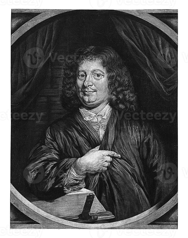 retrato de el predicador gysbertus ostrom, cornelis una. hellemans, después nicolas maes, 1650 - 1700 foto