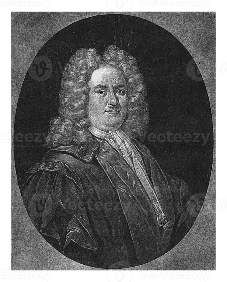 Portrait of Christian Thomas, professor at Halle, Pieter Schenk I, after Samuel Blaettner I, 1705 photo