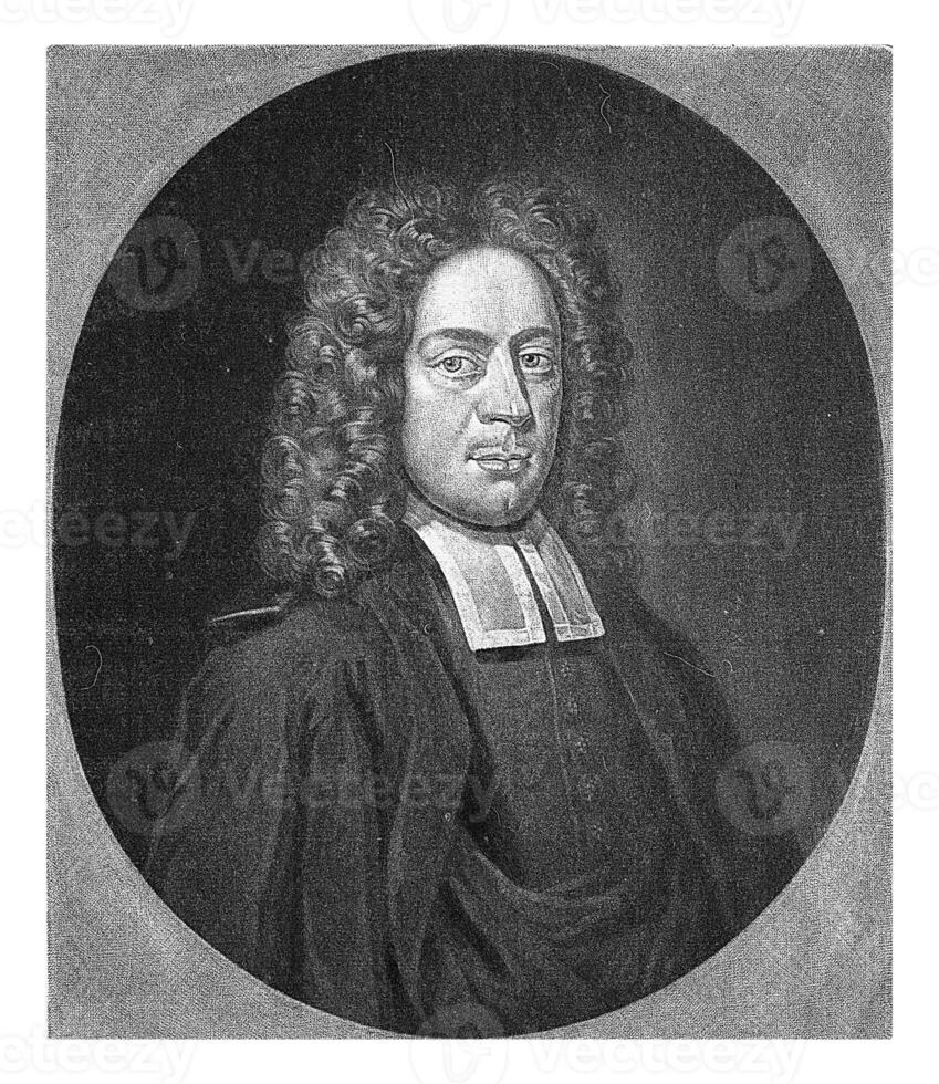 Portrait of the Pastor Johann Paul Astmann, Pieter Schenk I, 1699 - 1713 photo