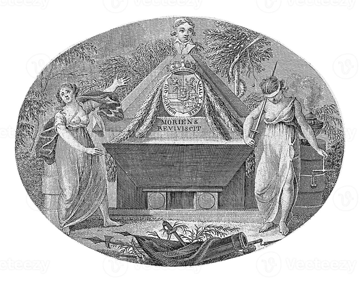 Allegory on the Death of Willem George Frederik, Daniel Vrijdag, after Cornelis Groeneveld, 1803 photo
