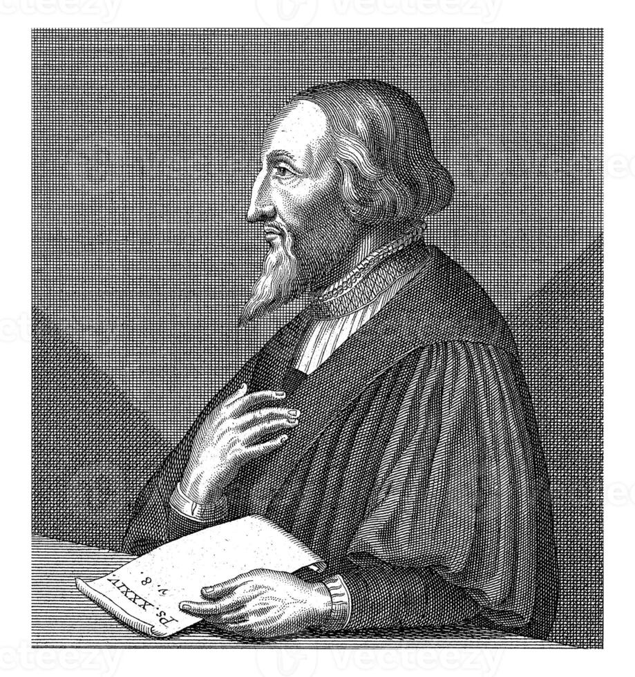 Portrait of Swiss Theologian and Reformer Simon Grynaeus, Francois van Bleyswijck, after unknown, 1681 - 1746 photo