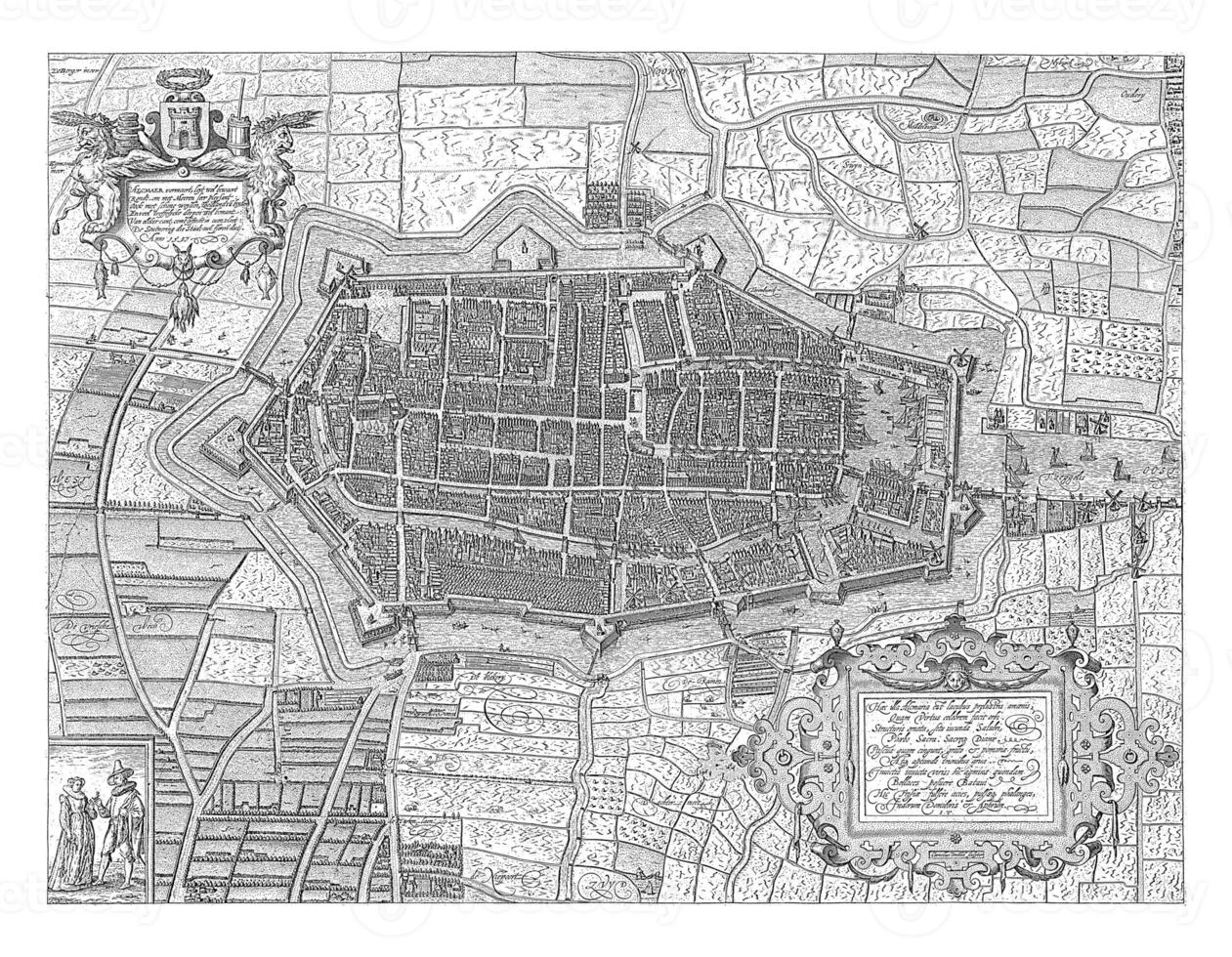 mapa de alkmaar, 1597, cornelis jacobsz. Drebbel, 1597 foto