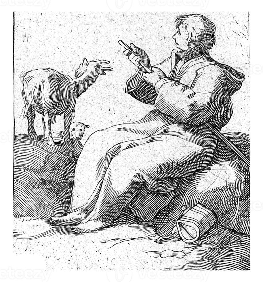 Seated Goatherd, Frederick Bloemaert, after Abraham Bloemaert, after 1635 - c. 1709 photo