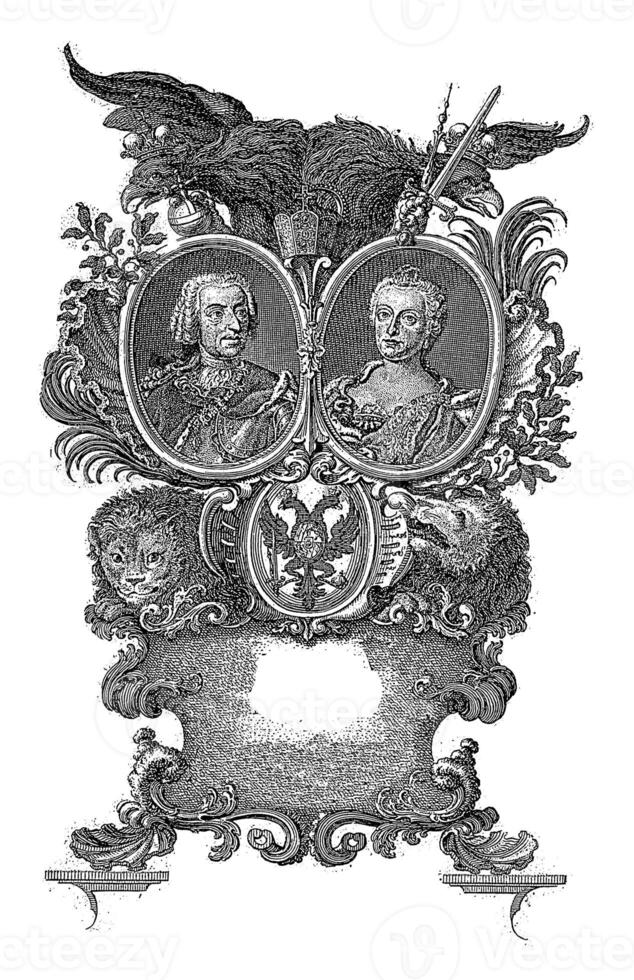 Portrait of Charles VII Albrecht and Maria Amalia in Two Medallions in Allegorical Frame photo