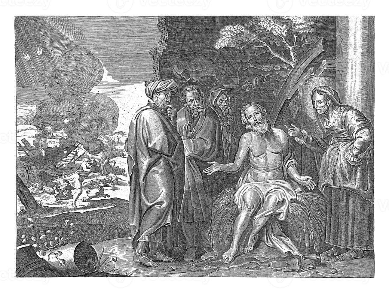 Job on the dung heap, anonymous, after Jacob Neefs, after Gerard Seghers, 1652 photo