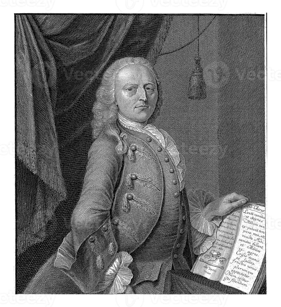 Portrait of Johannes Daniel Schlichting, Jacob Folkema, after Johann Heinrich Strumph, 1748 photo