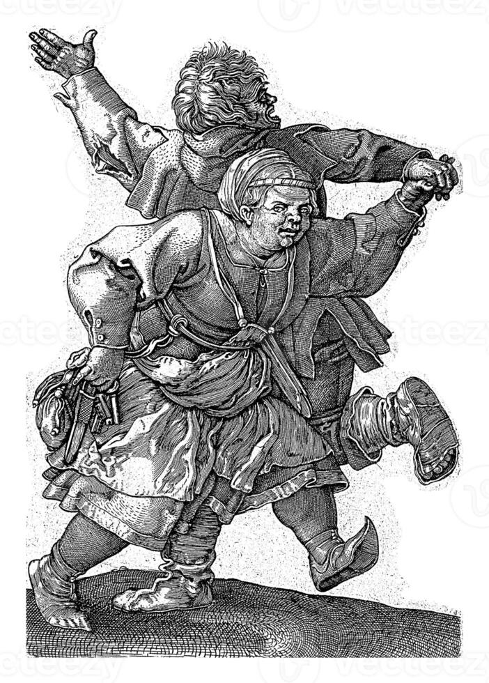 Dancing peasant couple, Hieronymus Wierix attributed to, after Albrecht Durer, 1559 photo