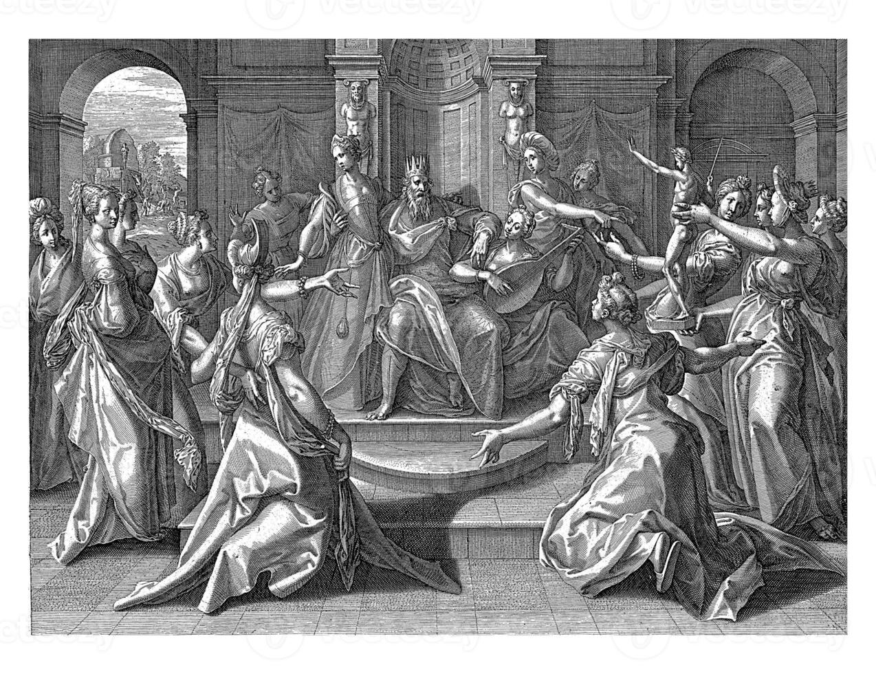 Solomon's Idolatry, Raphael Sadeler I, after Joos van Winghe, 1589 photo
