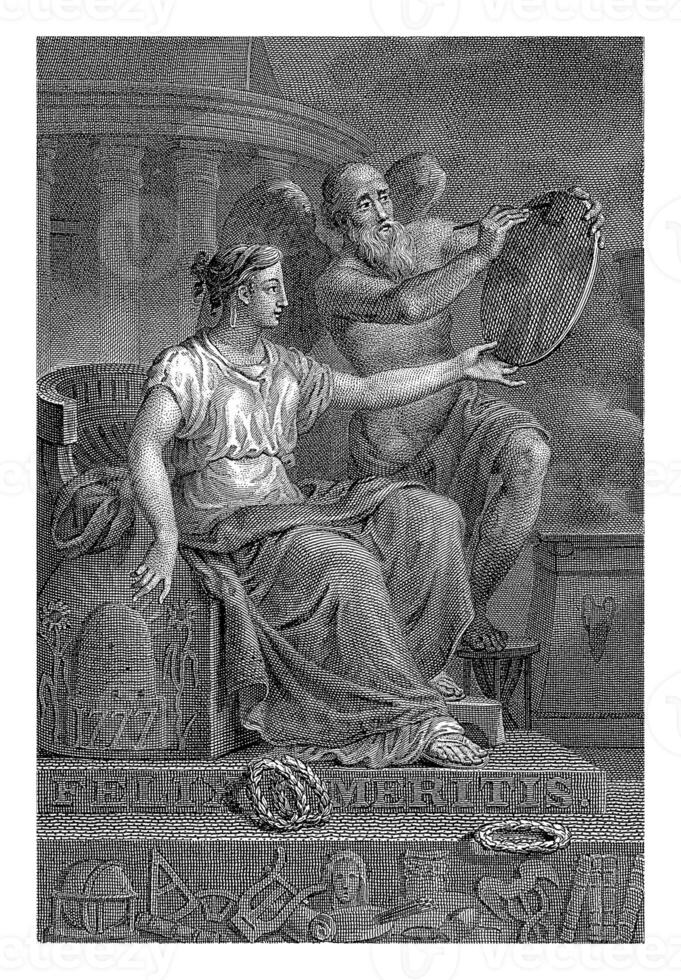 Allegorical scene Felix Meritis, Philippus Velijn, after Louis Moritz, 1827 photo