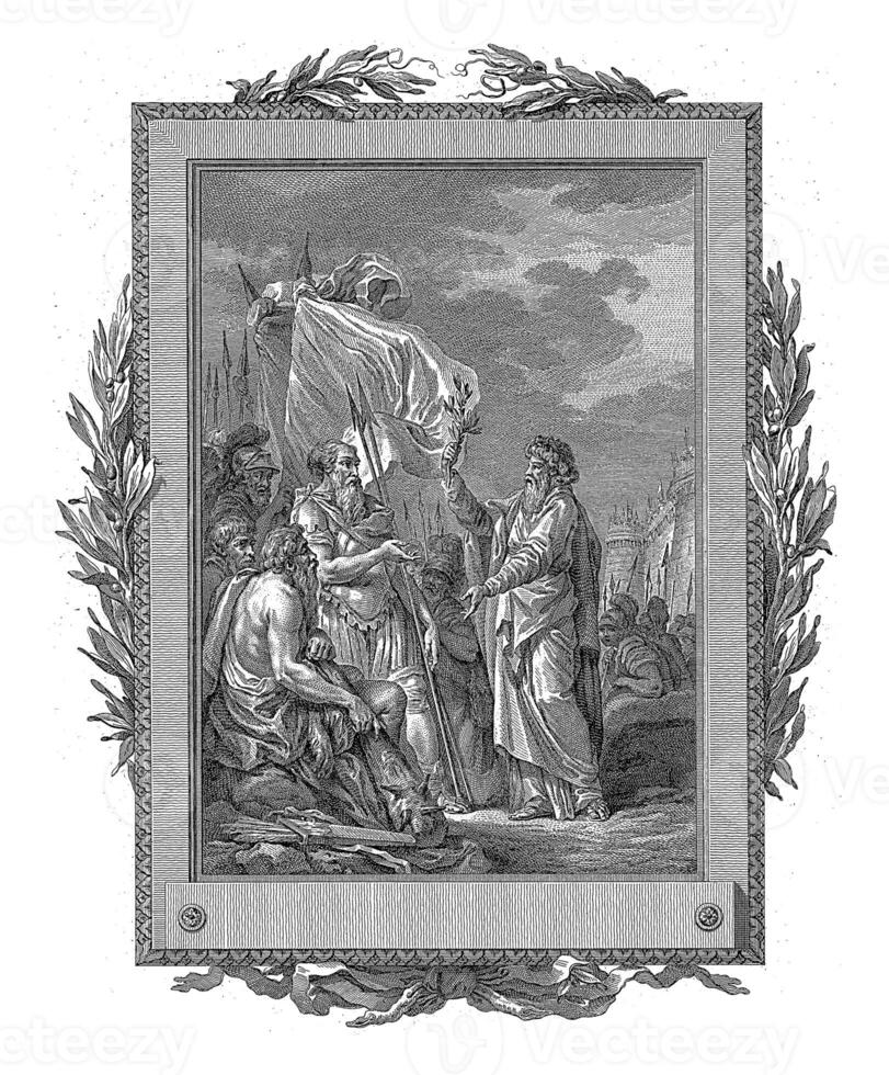 Mentor offers peace to the besiegers of Salento, Jean-Baptiste Tilliard, after Charles Monnet, 1785 photo