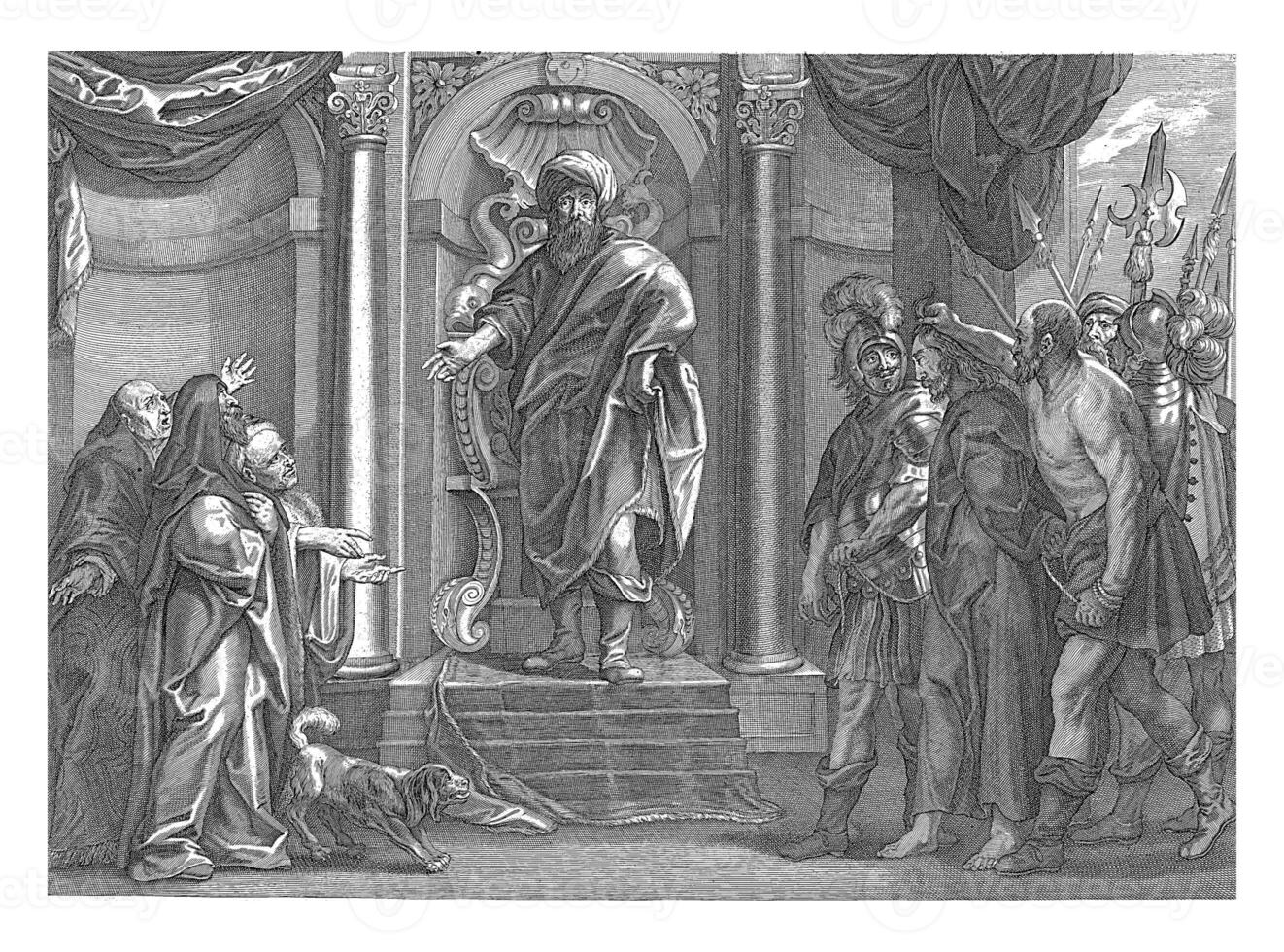 Christ before Pilate, anonymous, after Jacob Neefs, after Jacob Jordaens I, 1630 - 1702 photo