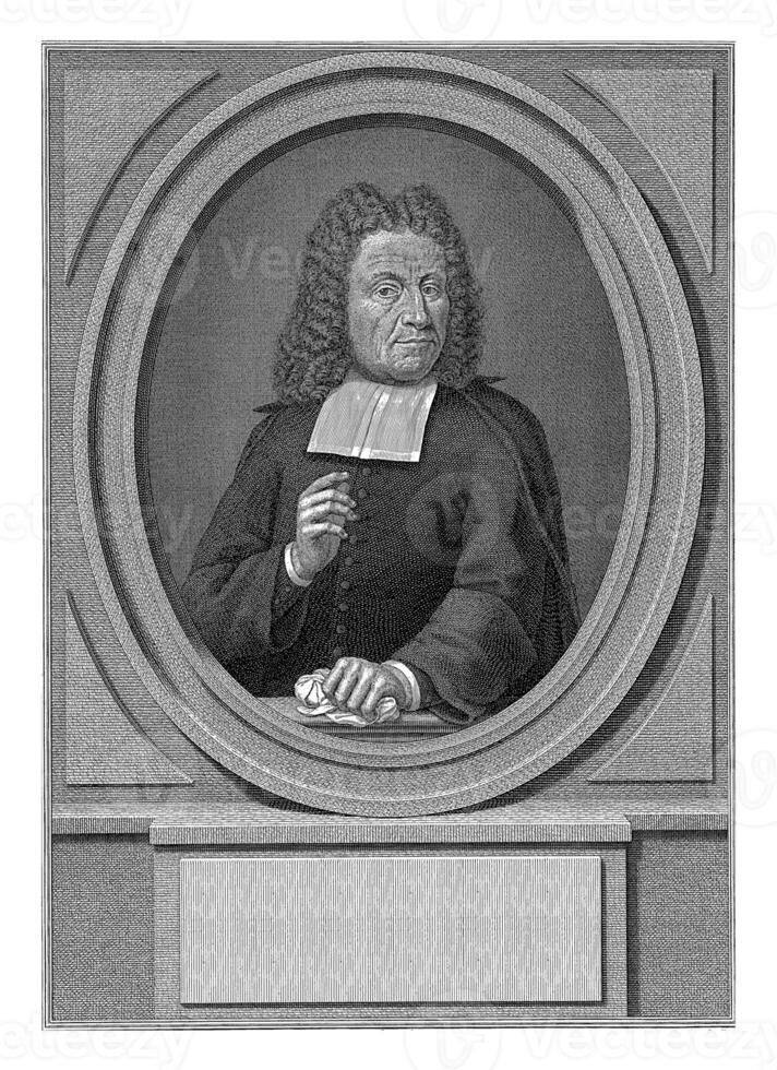 Portrait of the Preacher Petrus Gribius, Jan Caspar Philips, after Thomas van der Wilt, 1740 photo