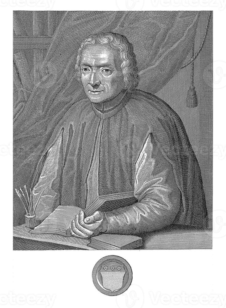 Portrait of poet and humanist Salvino Salvini, Giuseppe Pazzi, after Giuseppe Piattoli, 1843 - 1882 photo